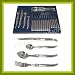 LAGUIOLE - COMPLETE 24 pcs flatware set - in FULL 18/10 STAINLESS STEEL - blade: 2.5 mm thick + serrated (perfect to use as steak knife!) + sharpened by hand (authentic French table cutlery setting for 6 people: 6x knives + 6x large forks + 6x soup spoons + 6x dessert/coffee spoons - gift wrap available - direct from FRANCE)