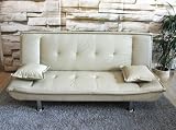 Schlafsofa Schlafcouch Lounge-Sofa Couch M48,Kunstleder ~ creme