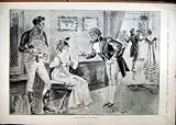 1895 ROMANCE MEN BEAUTIFUL WOMAN DANCING PARTY PRINT