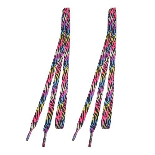 2 Pieces Multicolor Zebra Stripes Pattern Sport Sneakers Flat Shoe Laces
