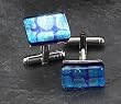 Executive Style Picasso Rodium Plated Cufflinks Made with Glass -More Colors