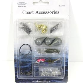 Fladen Coast Accessories Tackle Pack - Swivels, Snap Swivels, Sinkers, Single & Treble Hooks, Traces & Rings