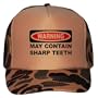 WARNING MAY CONTAIN SHARP TEETH Adult Brown Camo Mesh Back Hat / Baseball Cap