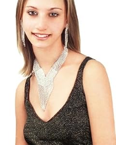 Sunnywood 3503S Silver Rhinestone Necklace And Earrings Set