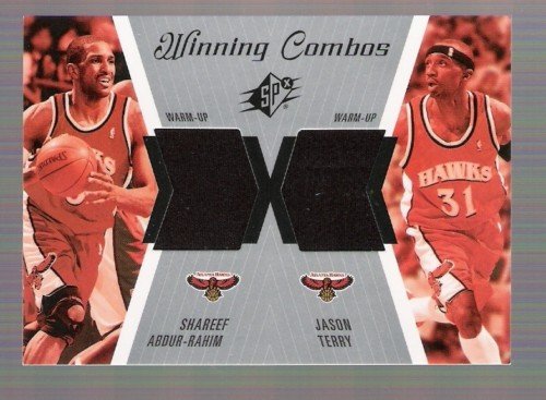 JASON TERRY SHAREEF ABDUR-RAHIM 2003-04 SPX Winning Combos Dual Game-Used WARM-UPS Card Dallas Mavericks Atlanta Hawks Basketball