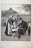 1894 WOMAN CHILD PUSHCHAIR MEETING POLICEMAN OLD PRINT