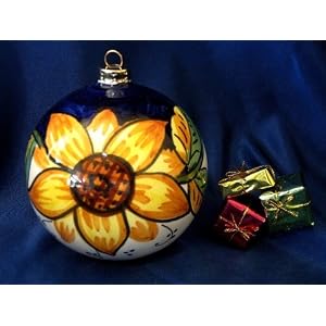 Click to buy Italian Christmas decorations   : Deruta Tuscan sunflower jumbo ornament from Amazon!