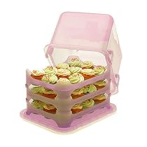 Cupcake Courier 36-Cupcake Plastic Storage Container, Petal Pink