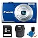Canon PowerShot A2600 Blue 16MP Digital Camera 8GB Bundle - Includes camera, 8GB Secure Digital SD Memory Card, Ultra-Compact Digital Camera Deluxe Carrying Case, 3pc. Lens Cleaning Kit