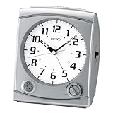 Seiko Bedside Alarm Clock Silver-Tone Metallic Case