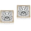 3/4ctw Diamond Princess Stud Earrings (GH/VS) in Yellow Gold