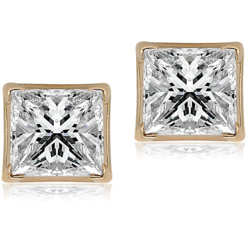 51jJYgLTrSL 3/4ctw Diamond Princess Stud Earrings  in Yellow Golden