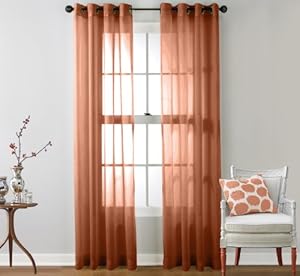 Amazon.com: HLC.ME 2 Piece Sheer Window Curtain Grommet Panels (Rust