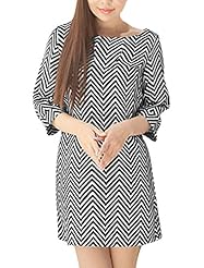 Zig Zag Chiffon Round Neck  Dress