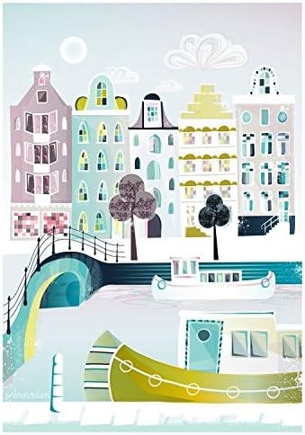 Amsterdam Print, Bridges and Canal Boats, Wall Art Poster