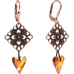 Handcrafted Antique So Chic Heart Earrings MADE WITH SWAROVSKI ELEMENTS
