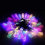 Quarice®飾りLEDソーラーイルミネーション　ストリング　ライト【30LED水玉　カラー　電球長さ73ｍｍ　全長 6ｍ　点灯２パターン（フラッシュ・連続照明）】クリスマスツリー、ワードローブ、結