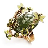 Exquisite Flower And Butterfly Cocktail Ring (Gold And Olive Green)