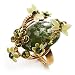 Exquisite Flower And Butterfly Cocktail Ring (Gold And Olive Green)