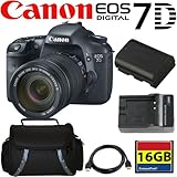 Canon EOS 7D 18 MP CMOS Digital SLR Camera with 3-inch LCD and 18-135mm f/3.5-5.6 IS UD Standard Zoom Lens + Canon LP-E6 Equivalent Battery (Generic)+ Replacement Charger + 16GB Compact Flash Memory + Reader + Case + HDMI Cable