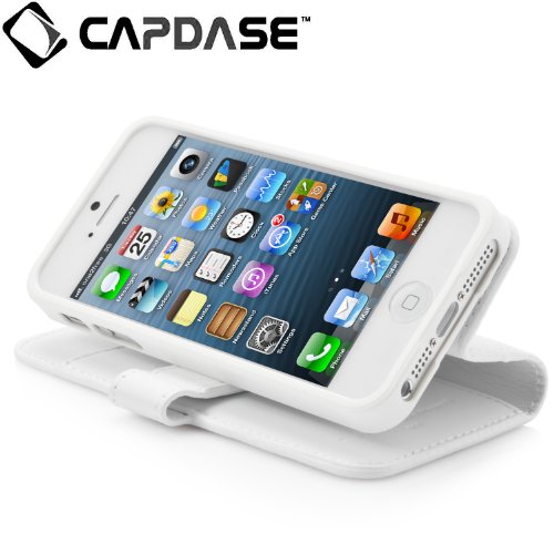 CAPDASE 日本正規品 iPhone5 Folder Case Sider Classic, White フォルダーケース サイダー・クラシック（スタンド機能、カードホルダーつき）, ホワイト FCIH5-SC22