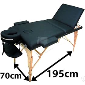 LIGHTWEIGHT PROFESSIONAL BLACK 3-SECTION PORTABLE MASSAGE TABLE COUCH BED SPA ONLY SOLD BY HRH HILL LTD