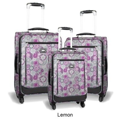Crescent 3 Piece 4 Wheel Expandable Luggage Set Color: Lemon