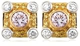 18k Tri-Color Gold Pink, White, and Yellow Diamond Earrings (7/8 cttw)