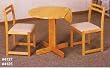 Natural Round Drop Leaf Solid Wood Table & 2 Chairs