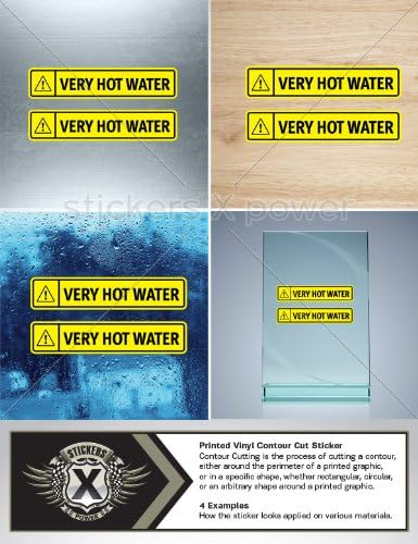 Decals Stickers Hot Water Warning Caution Wall Art Decor Doors Factory Roommates Note Book Garage Hedge Entrance Parking Size: 5 X 2.4 Inches Vinyl color print
