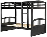 Triplet 100% Solid Wood Twin Bunk Bed, Mahogany, Optional Trundle, Drawers  ....