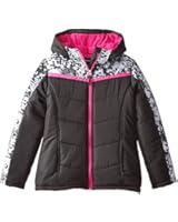 Rothschild Big Girls' Leopard-Panel Puffer Coat