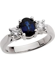 Platinum Genuine Sapphire and Diamond Ring in: 7X05 mm
