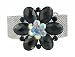 Bracelet - B181 - Glass & Crystal - Mesh Style with Adjustable Magnetic Closure - Flower ~ Denim Blue