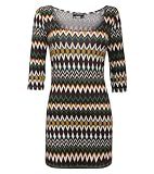 Pilot 3/4 Sleeve U Neck Zigzag Dress