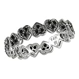 14K White Gold 1/2 ctw Black Diamond Hearts Ring