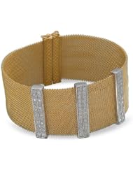 6.75" 14 Karat Gold Plated Mesh Bracelet with Czs