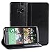 HTC One M8 Case, GMYLE(R) Wallet Case Simple for HTC One M8 - Black Crazy Horse Pattern PU Leather Protective Folio Slim Fit Wallet Stand Case Cover (with 3 card slots and money pocket)