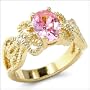 Jewelry - 1 Carat Oval Pink CZ Gold Tone Ring