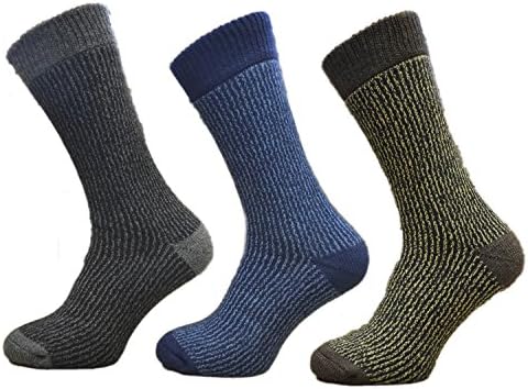 Feet Heaters 3 Pack Stripe C/Bl/B Mens Thermal Socks 2.2 Tog, 6.5-11.5