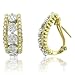 14k Two Tone Gold Flower Cluster Hoop Huggies Diamond Earrings (GH, SI-I, 1.01 carat)