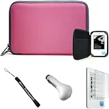 Pink Nylon Hard Durable Premium Cover Carrying Case with Interior Mesh Pocket + Indlues a 4-Inch Determination Hand Strap + Includes a Anti Glare Screen Protector + Includes a Travel USB Car Charger Kit