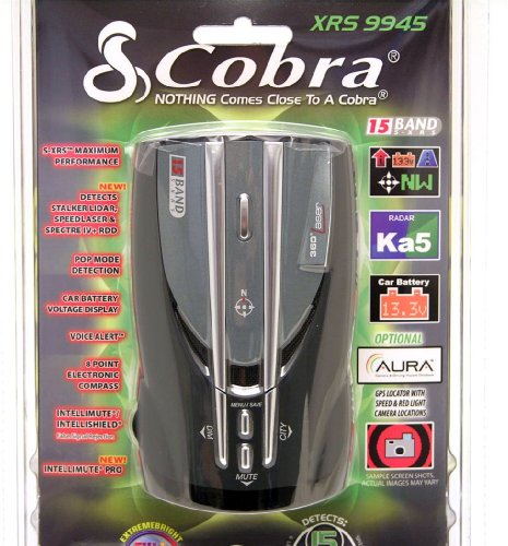 Cobra XRS 9945 Voice Alert 15 Band Radar/Laser Detector with Full-Color DataGrafix Display, Digital Compass, and Upgradeable Features