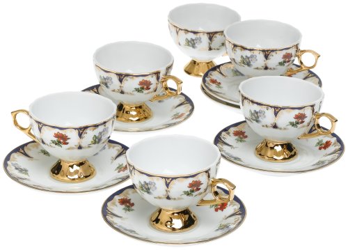 Yedi Houseware Classic Coffee and Tea Floral Espresso Cups and Saucers, Gold, Set of 6 51jL JF RgL Yedi Houseware Classic Coffee and Tea Floral Espresso Cups and Saucers, Gold, Set of 6