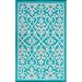 Fab Habitat 753182462820 4-Feet by 6-Feet Venice Outdoor Rug, Cream and Turquoise