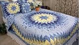 Blue Starburst Handmade Quilt King Size Quilts
