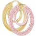 Jewelco London 9ct Yellow gold Pink Crystal-set Double Oval Loop Creole Earrings