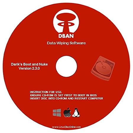 DBAN Boot and Nuke Hard Drive Data Wiping Software for Windows, Linux & Mac on CD
