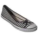 Xhilaration Grey Stripe Sally Canvas Skimmer - 8