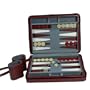 Compact Travel Magnetic Backgammon with Carrying Strap - Burgundy